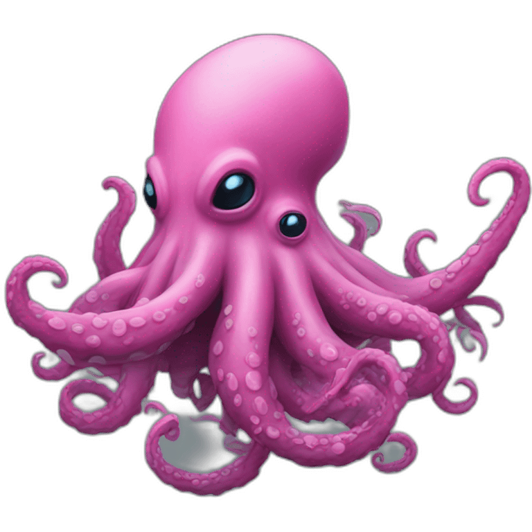 a blue kraken fighting  has another pink kraken emoji