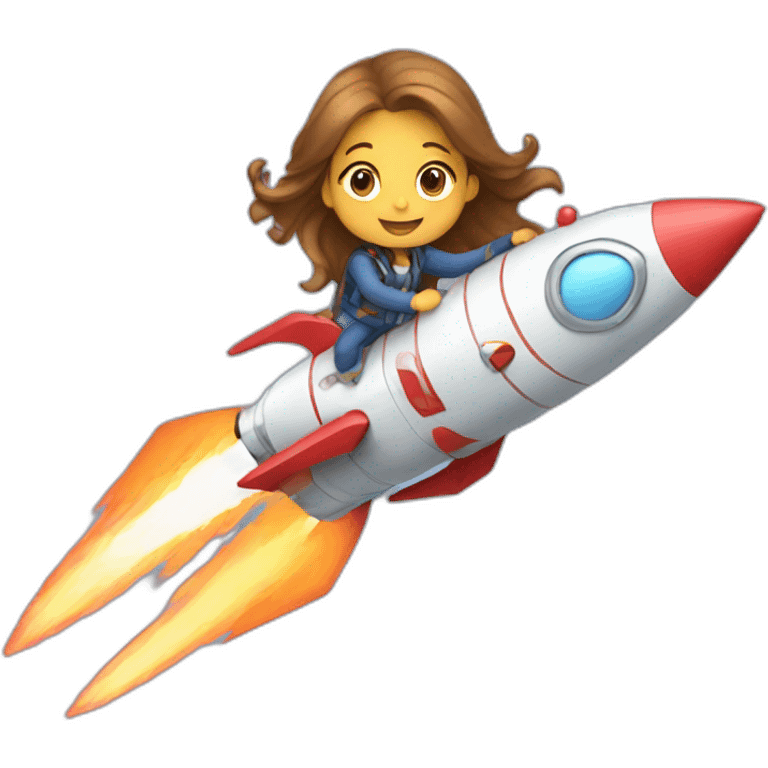 Girl riding rocket emoji