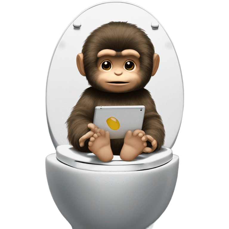 Monchhichi on toilet with ipad emoji