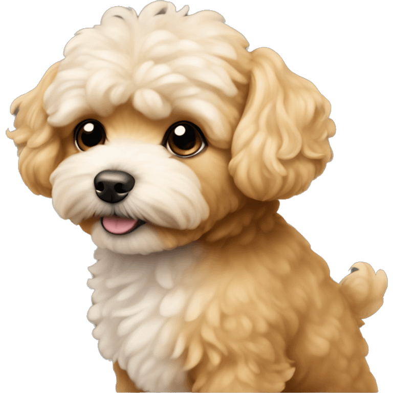 Maltipoo dog, all in honey/caramel color with a small part of white hair on her forehead emoji