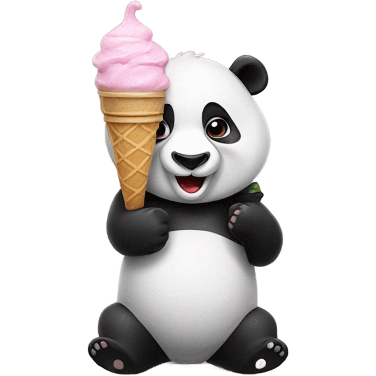 Panda eating ice cream emoji