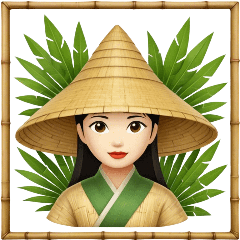 ​Cinematic Realistic Traditional Vietnamese Nón Lá, depicted as a delicately crafted conical hat made of bamboo and palm leaves with subtle texture and natural wear, set against a serene rural backdrop bathed in warm, soft sunlight, evoking authentic cultural heritage, emoji