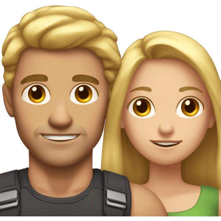 A couple. The guy is very muscular with brown hair and the girl has long blonde hair  emoji