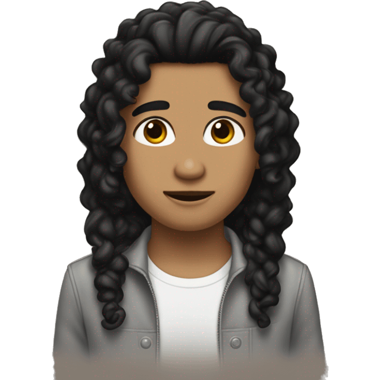  1 pecurly long  black hair with blond tips skin color b button nose eyebrows brown/ black eyes and I'm a brown skinson  emoji