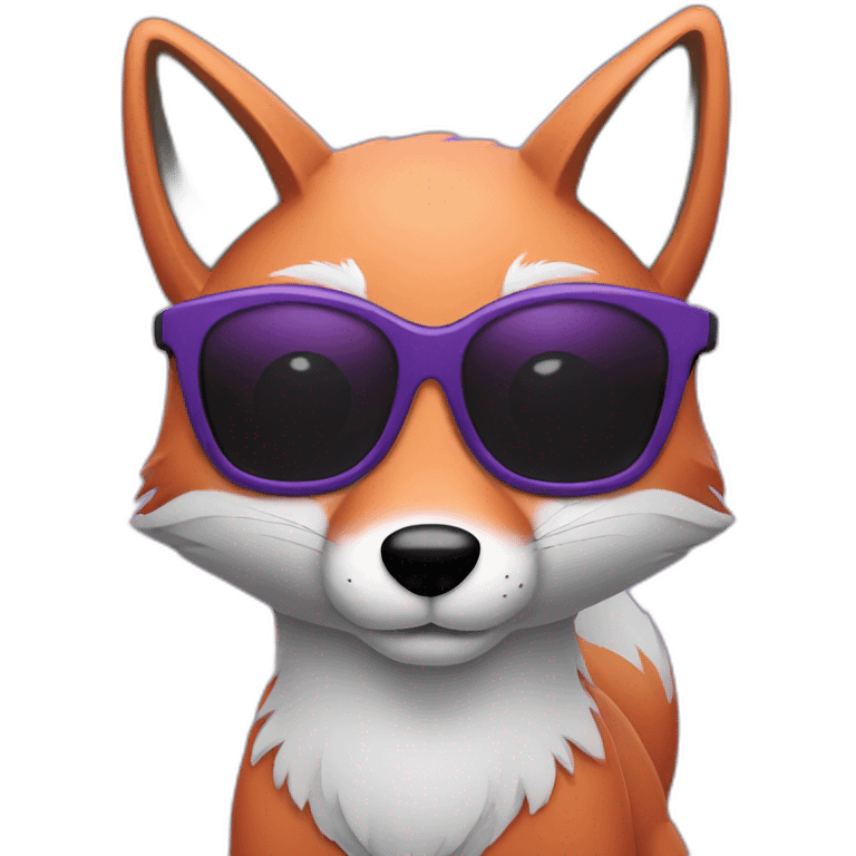 a purple fox with black glasses emoji