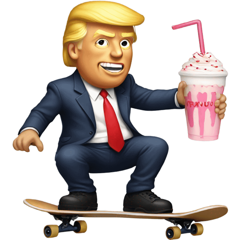 Trump on a skateboard drinking a milkshake  emoji