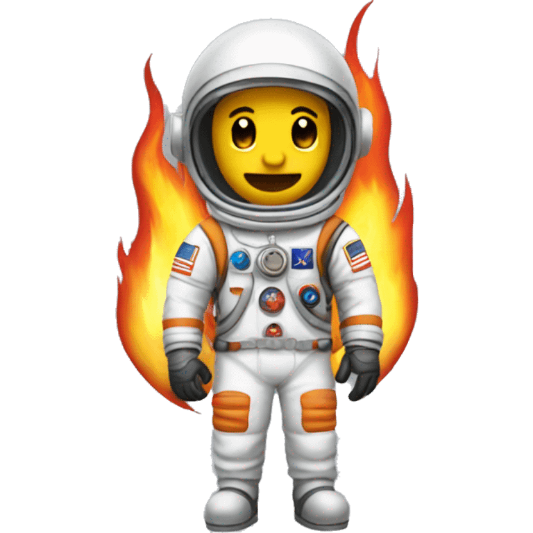 astronavt with fire back emoji