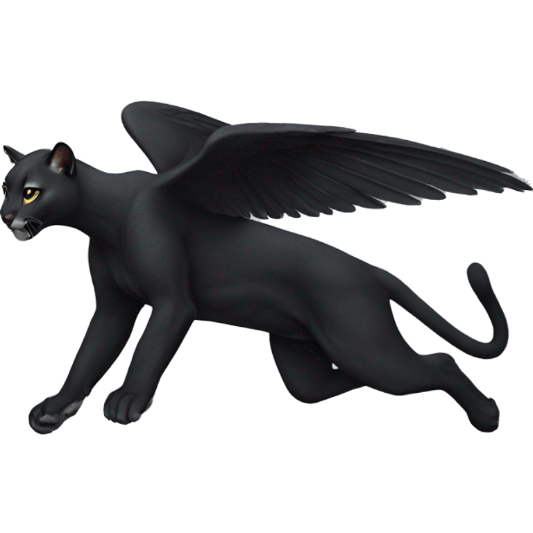 winged black puma flying emoji