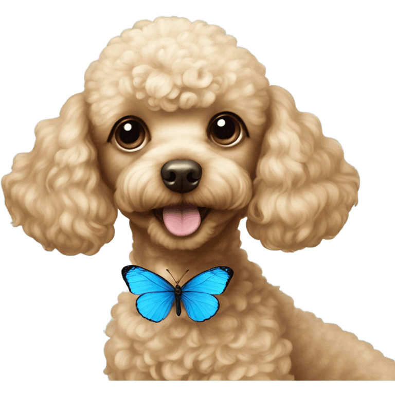 Blonde Toy poodle with blue butterfly  emoji