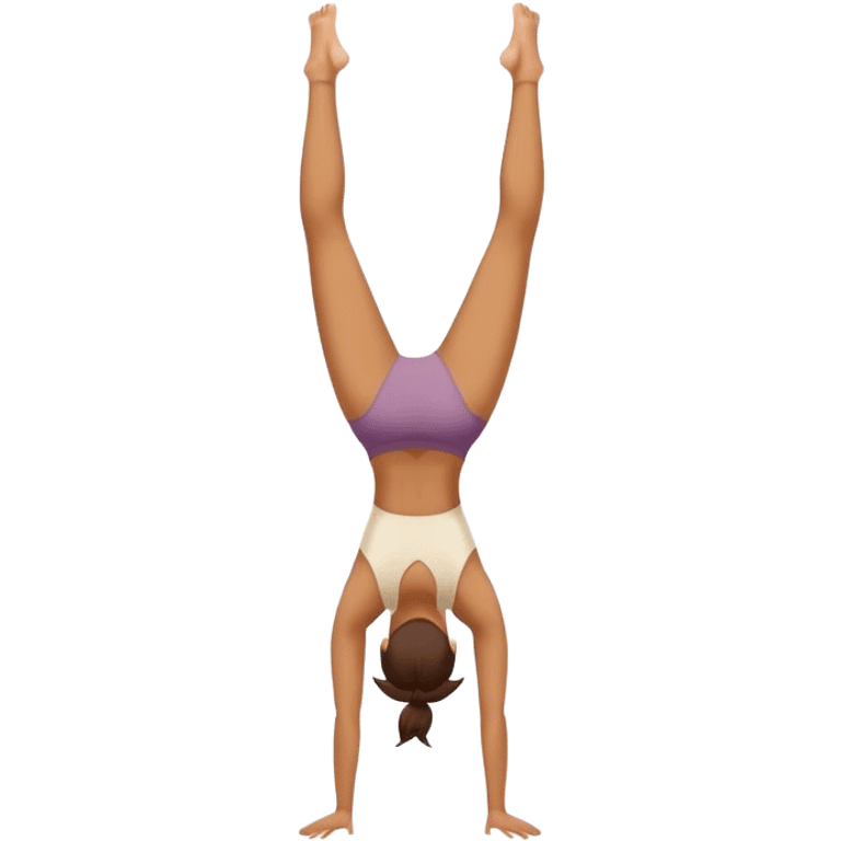 Woman doing handstand yoga emoji