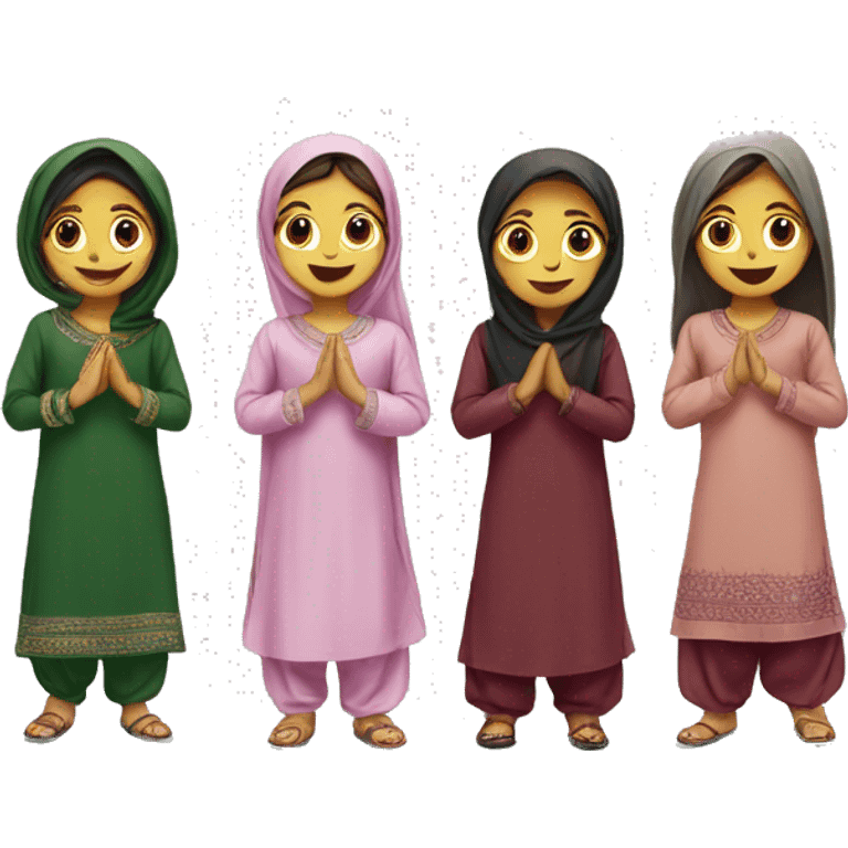 group of girls in shalwar kameez standing emoji