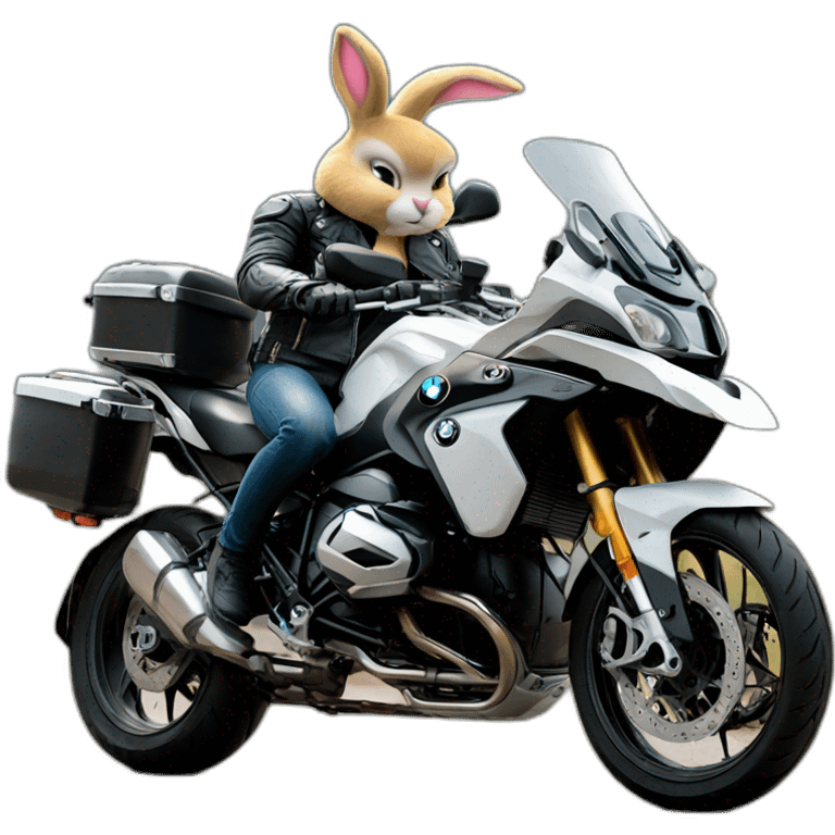 Biker bunny on bmw motorcycle emoji