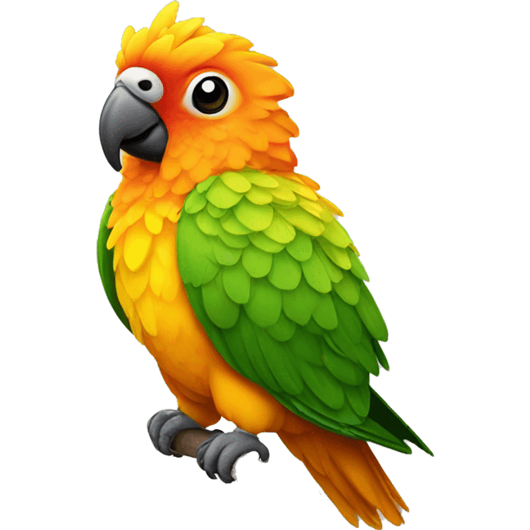 Sun conure bird with a bow on top of its head emoji