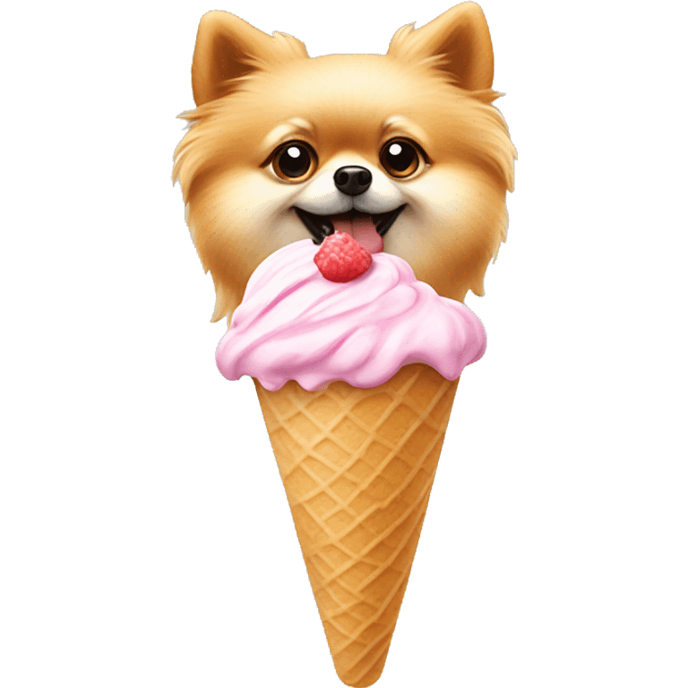 Pomeranian eating ice cream  emoji