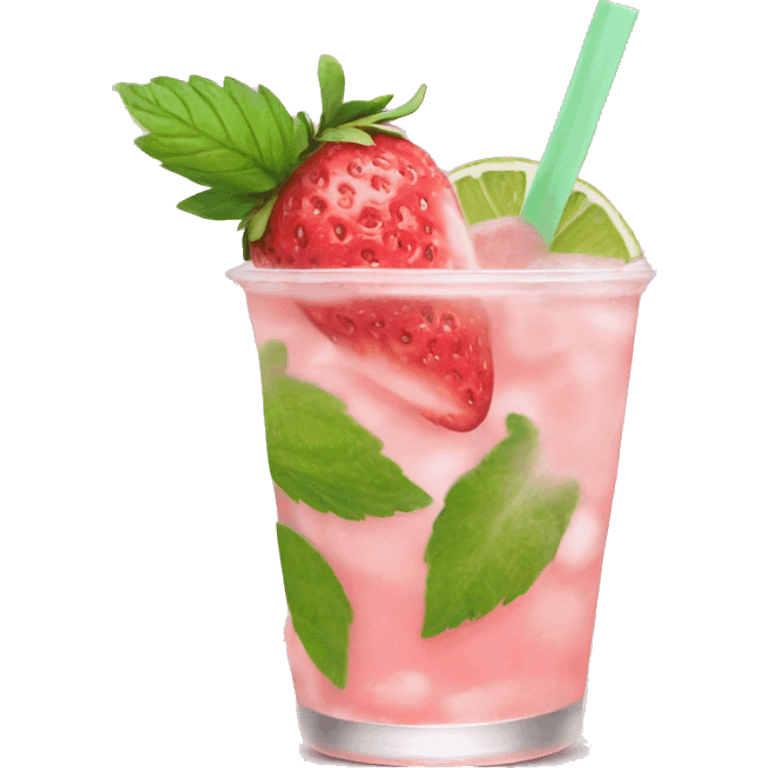 Pastel pink mojito strawberry  emoji