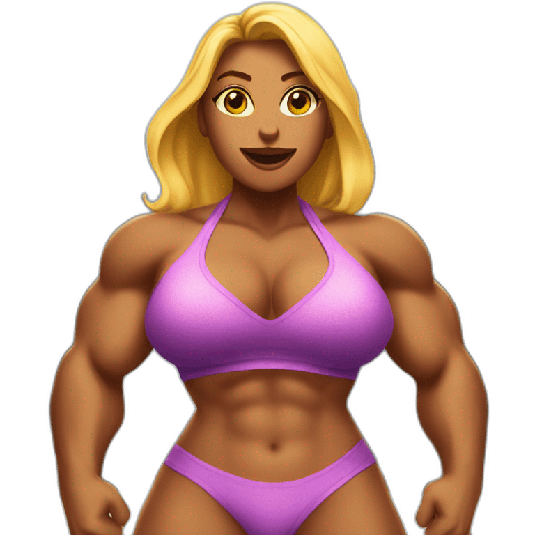 Giant Muscular woman bikini in a city emoji