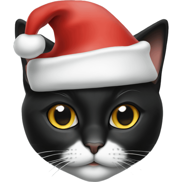 tuxedo cat wearing santa hat emoji