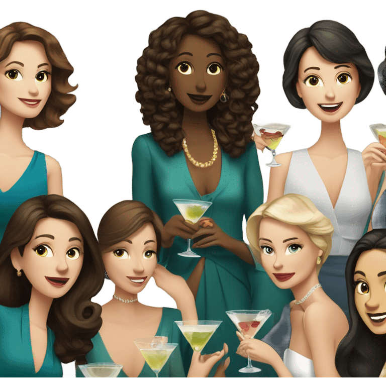 rich caucasian women friends sipping martinis brunettes emoji