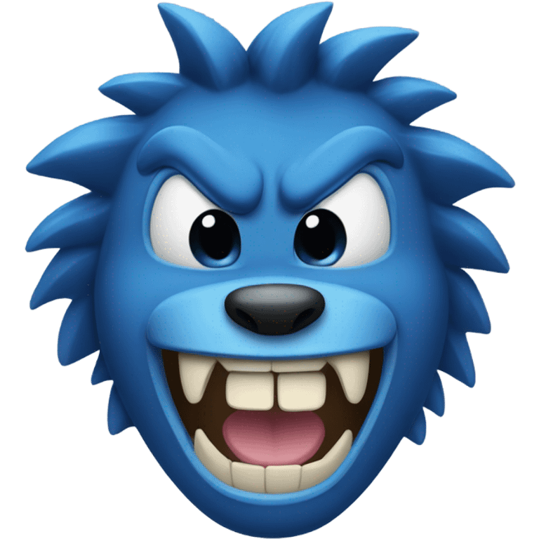 blue emoji with animal teeth emoji