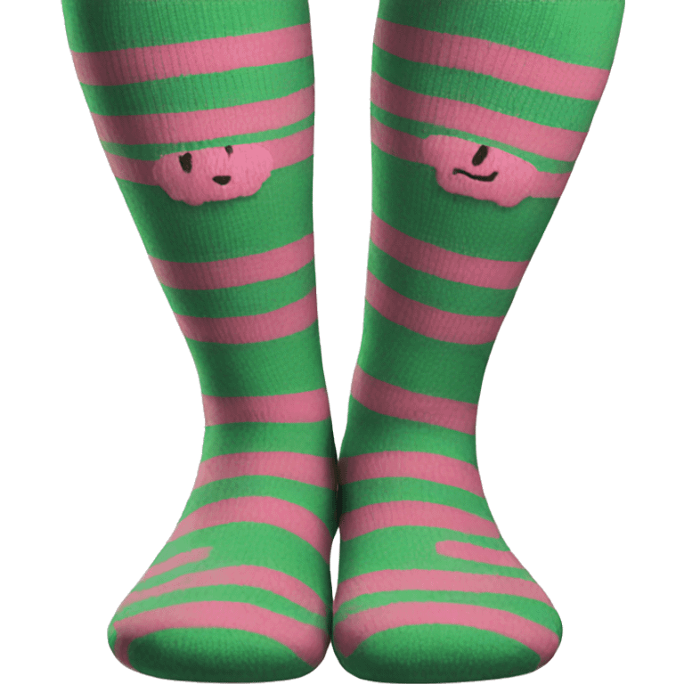 Green pink striped socks emoji