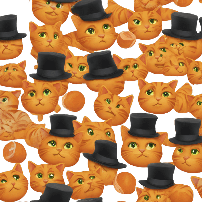 Orange cat and part hat emoji