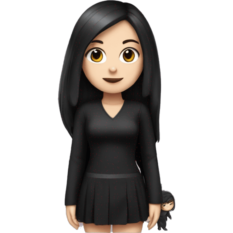 a white girl with black long hair, in a black bunny costume  emoji