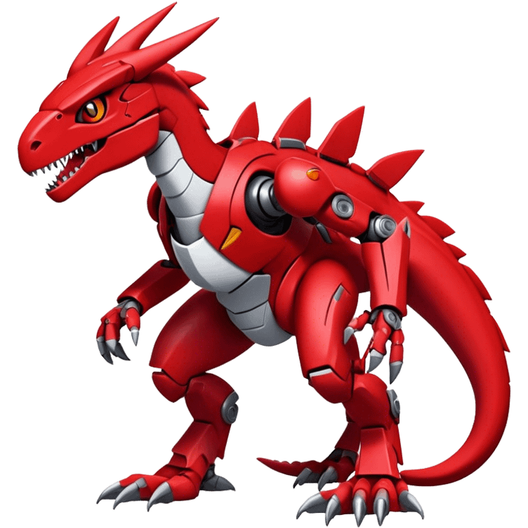  Cool Edgy Futuristic Red Digimon-Fakemon-Guilmon-Velociraptor-Dragon-Mecha full body emoji