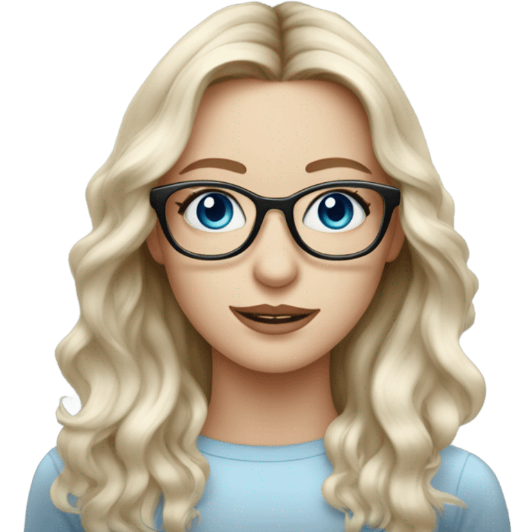 Beautiful Balayage pale lady with glasses and blue eyes  emoji