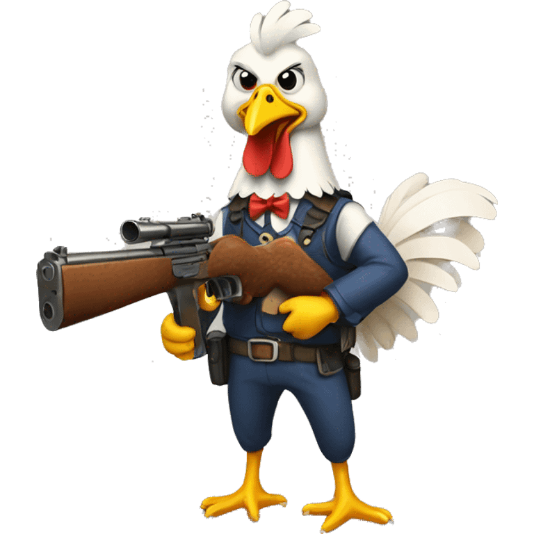 Chicken holding gun emoji