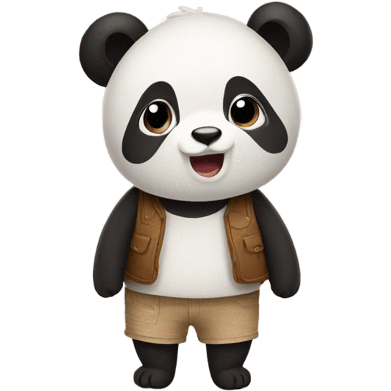 Panda wearing brown straw shorts emoji