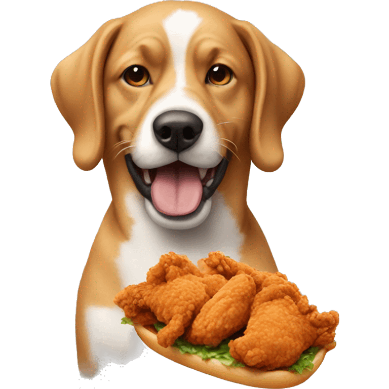 Dog eating fried chicken emoji