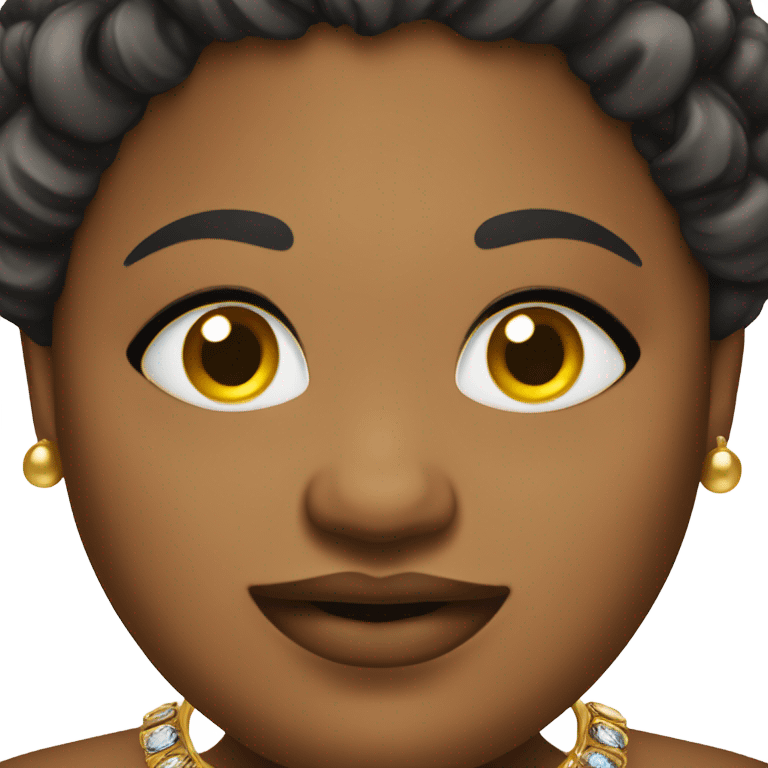 smiling overweight medium toned black woman with jewelry indoors emoji