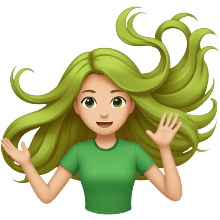 girl with green shirt flipping hair  emoji