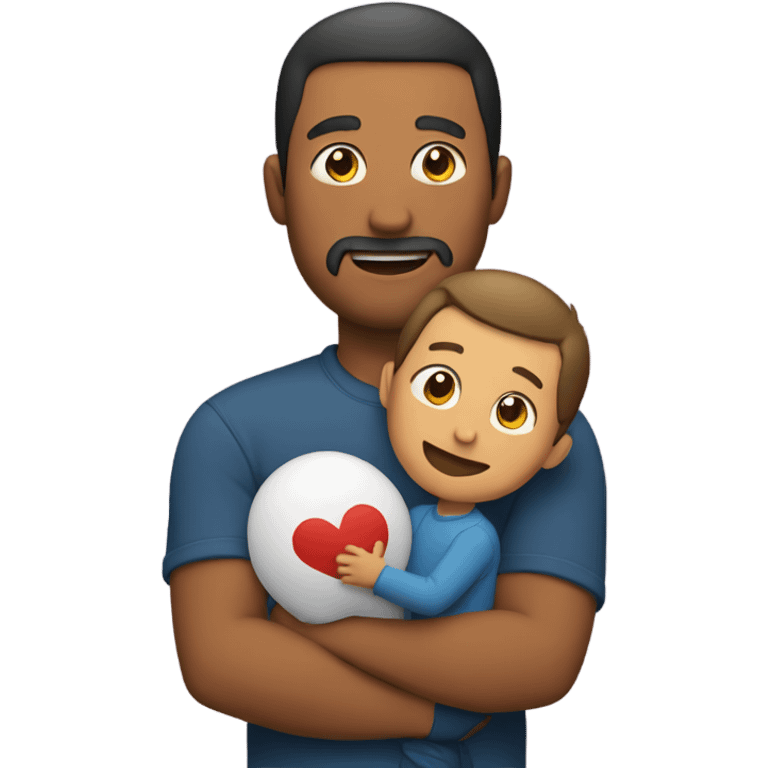 Father holds his  big heart in his arm emoji