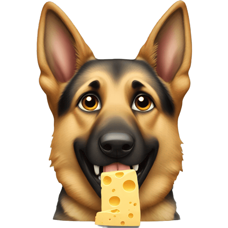 German shepherd eating cheese block  emoji