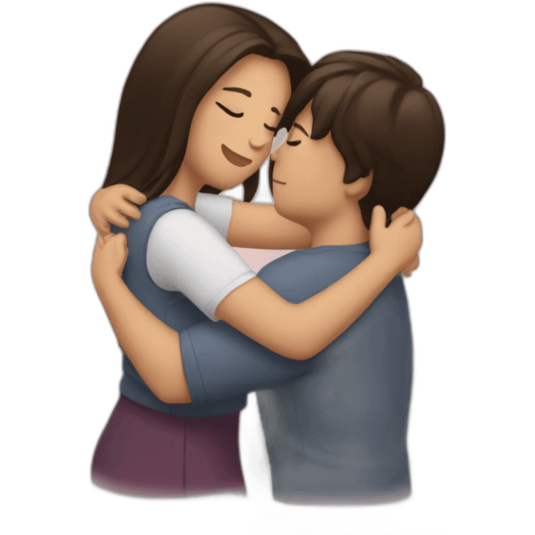 Brunette hug emoji