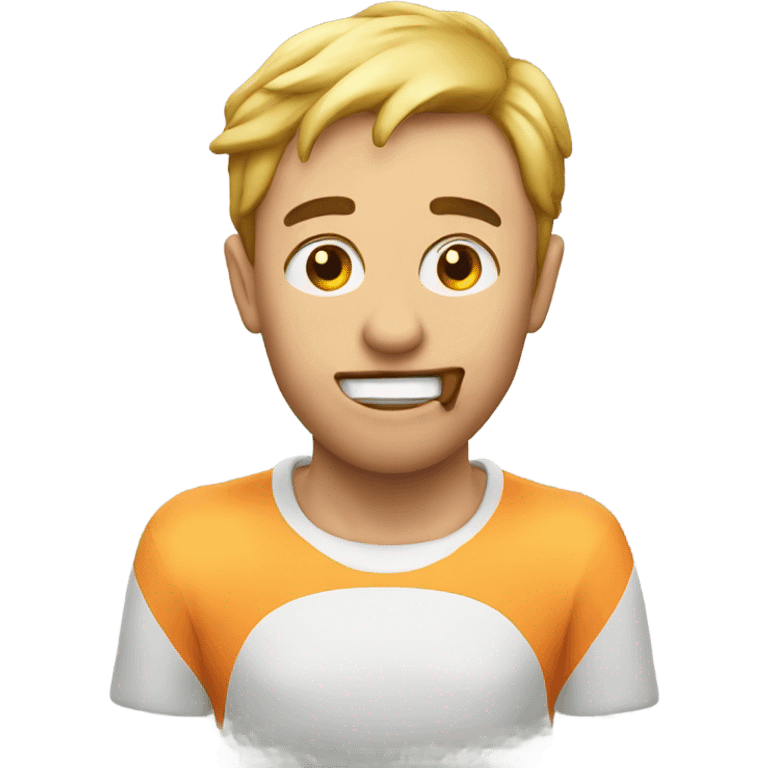 Guy with peach in mouth emoji