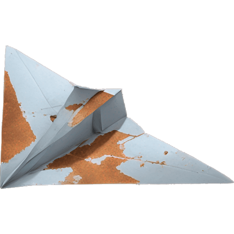 paper airplane made of rusted steel on the ground emoji