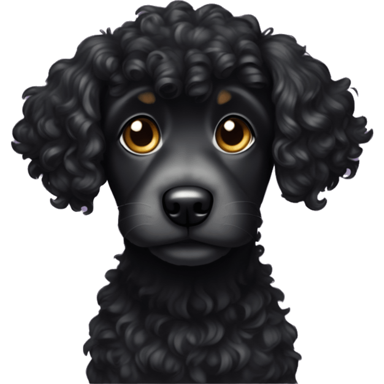 small black curly haired dog emoji