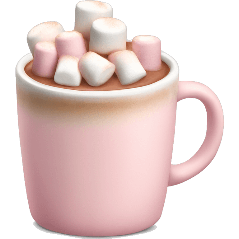 Light Pink mug of hot chocolate with marshmallows  emoji