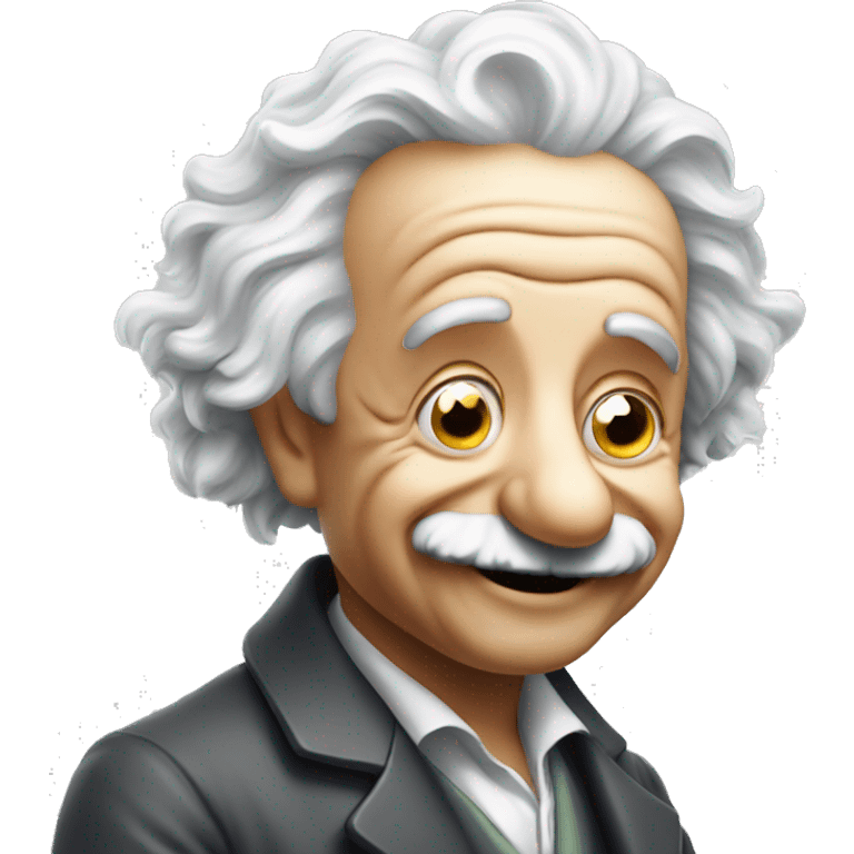 albert einstein with wawing hand and is happy emoji