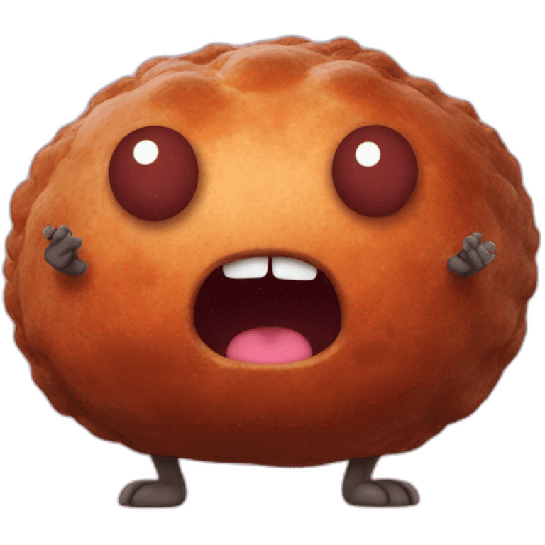 Anthropomorphic meatball with arms and legs emoji