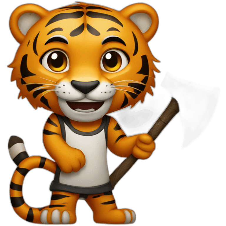 Tiger holding axe emoji