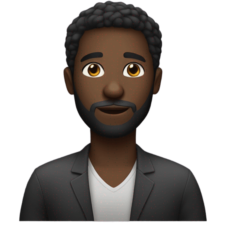 Handsome deep dark skin man with beard and fade emoji