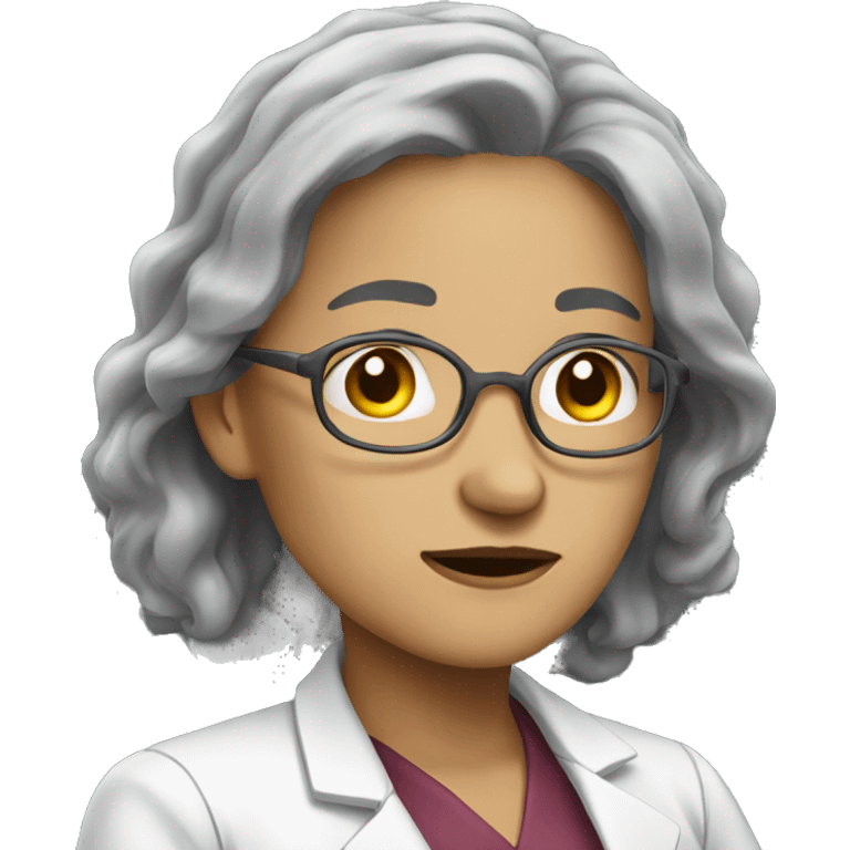 Sad female doctorlong, shoulder-length, grey hair emoji