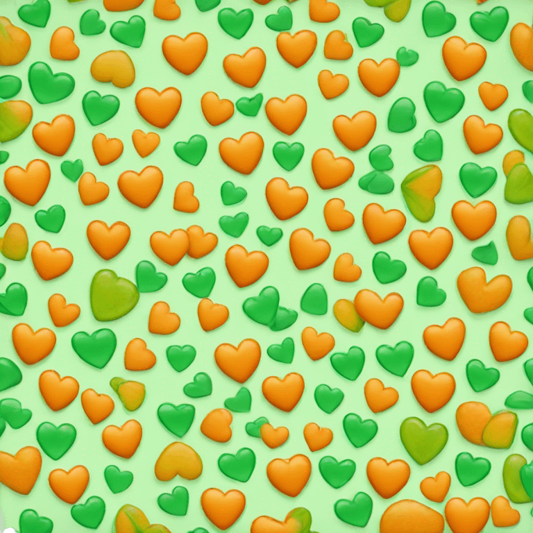 Half orange and green heart emoji