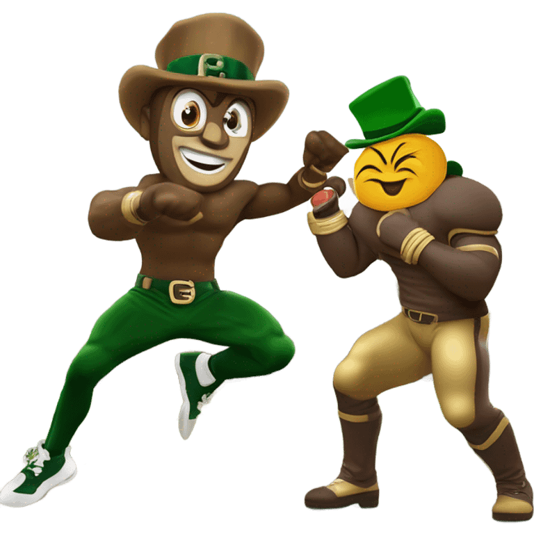 Brutus buckeye, punching, the Notre dame leprechaun  emoji