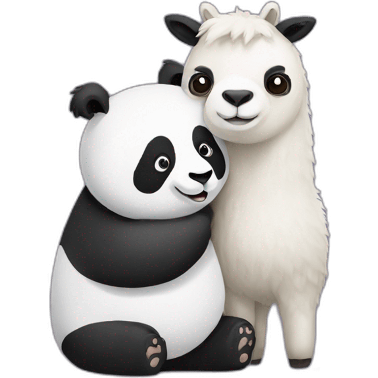 panda and llama hugging emoji