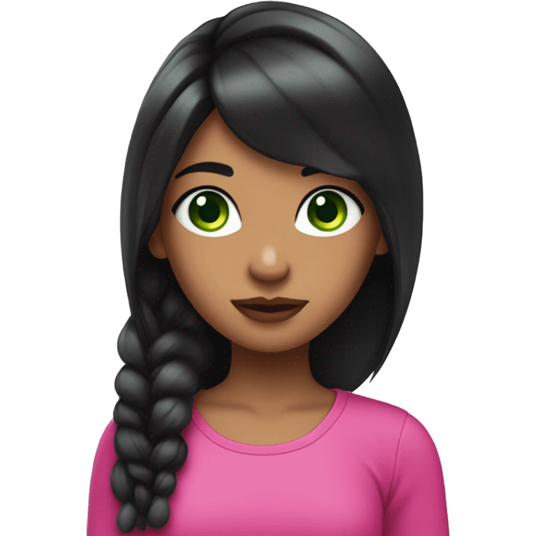 girl with bluey green eyes, black hair and hot pink front strands  emoji