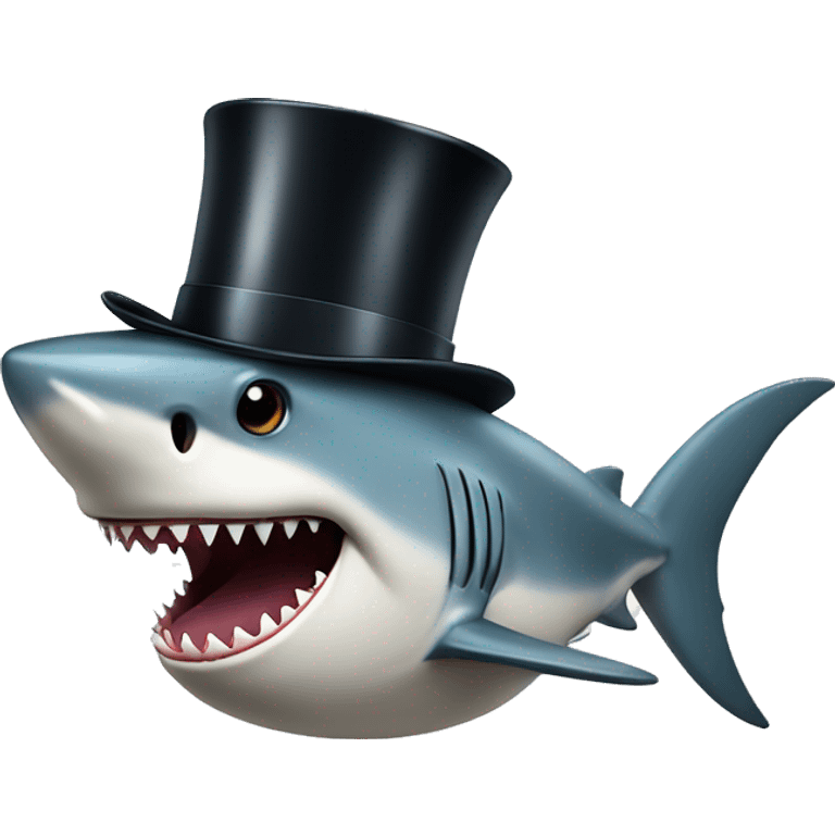 Shark with a top hat emoji